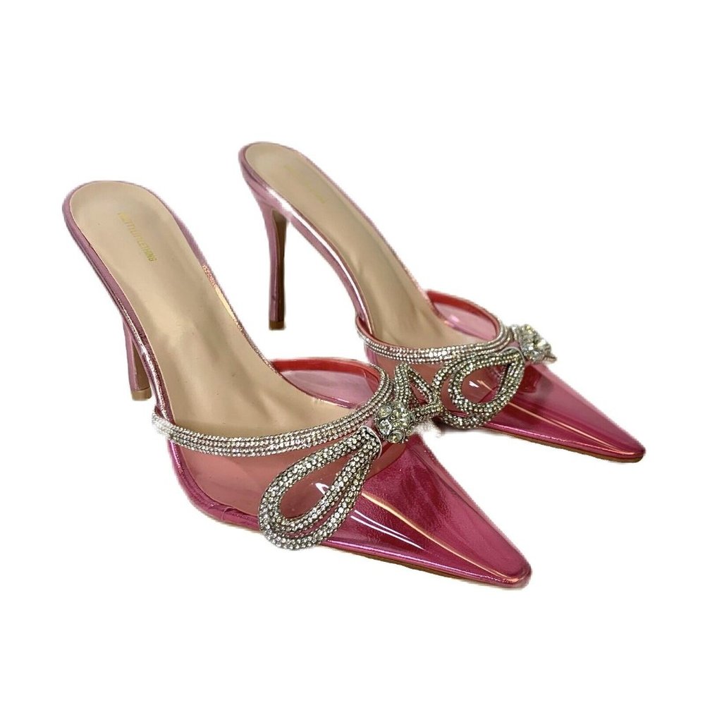 PRETTY LITTLE THING Pink Sparkle Bow Heels